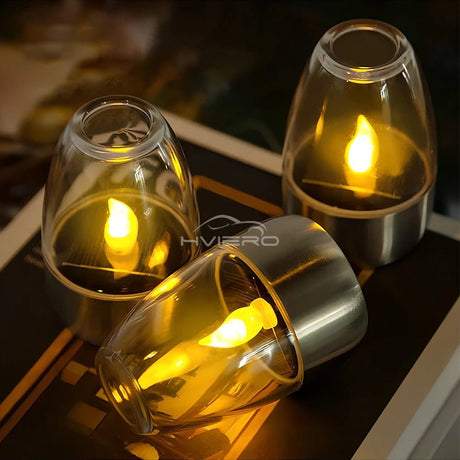 Outdoor Courtyard Decorative Solar Stainless Steel LED Candle - Hans Lumiere