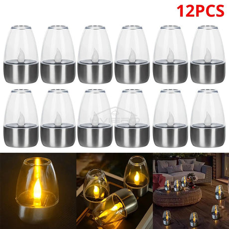 Outdoor Courtyard Decorative Solar Stainless Steel LED Candle - Hans Lumiere