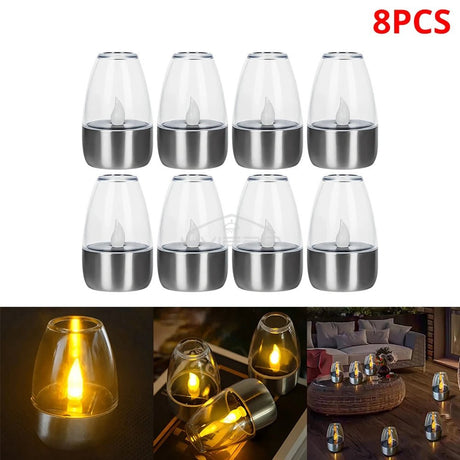 Outdoor Courtyard Decorative Solar Stainless Steel LED Candle - Hans Lumiere