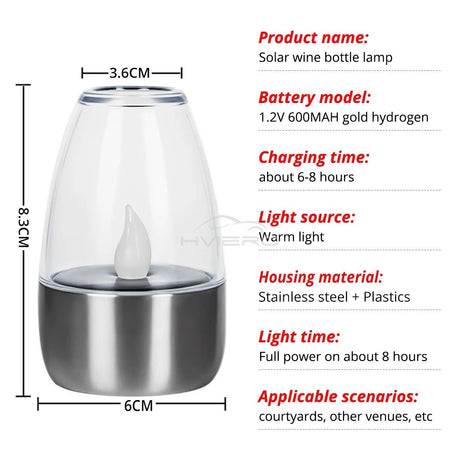 Outdoor Courtyard Decorative Solar Stainless Steel LED Candle - Hans Lumiere