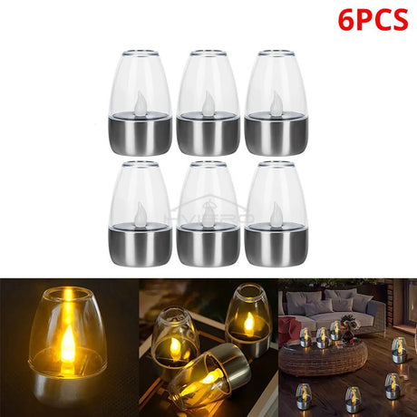 Outdoor Courtyard Decorative Solar Stainless Steel LED Candle - Hans Lumiere