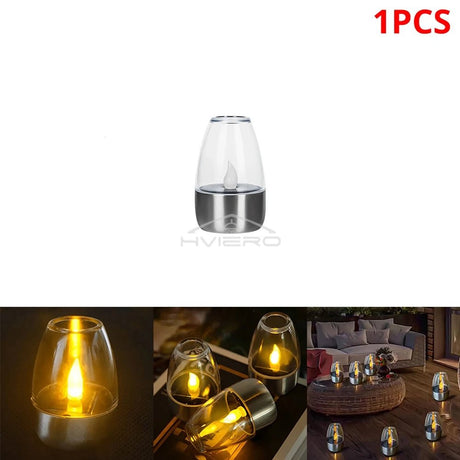 Outdoor Courtyard Decorative Solar Stainless Steel LED Candle - Hans Lumiere