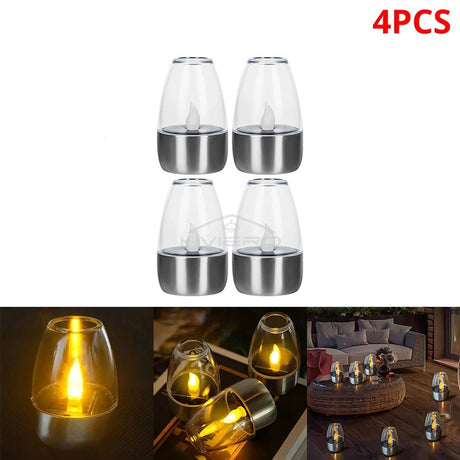 Outdoor Courtyard Decorative Solar Stainless Steel LED Candle - Hans Lumiere