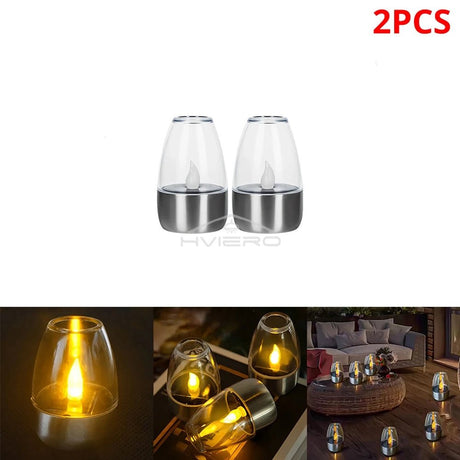 Outdoor Courtyard Decorative Solar Stainless Steel LED Candle - Hans Lumiere