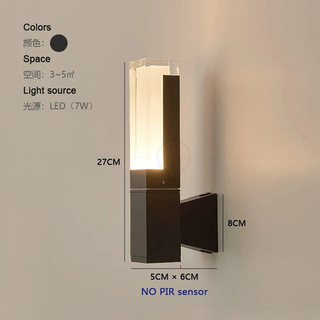 Outdoor Waterproof LED Wall Light With Pir Sensor - Hans Lumiere