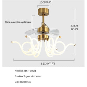 Postmodern Ceiling Fan LED Light With Remote Control - Hans Lumiere