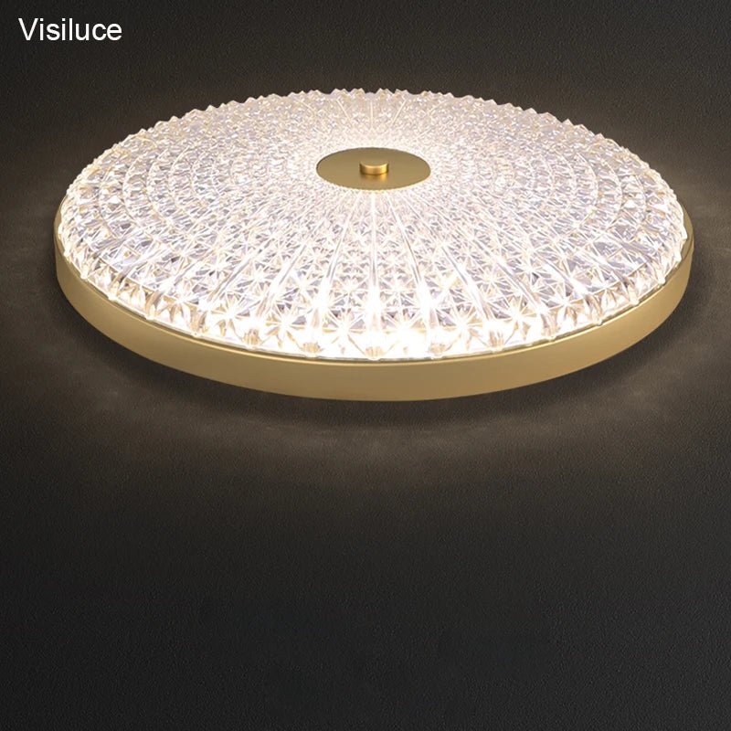Postmodern Round Brass Copper Acrylic Shade Ceiling Lamp - Hans Lumiere