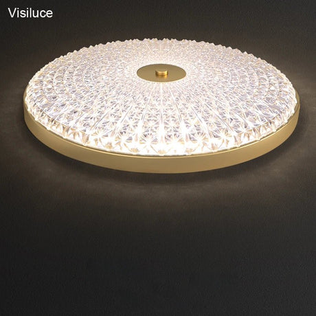 Postmodern Round Brass Copper Acrylic Shade Ceiling Lamp - Hans Lumiere