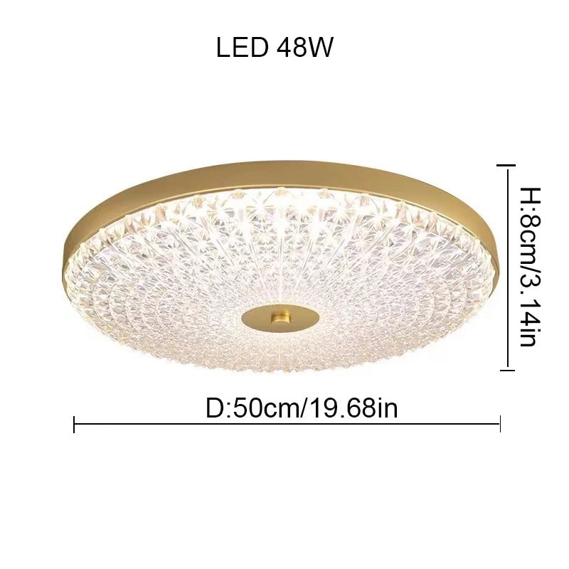 Postmodern Round Brass Copper Acrylic Shade Ceiling Lamp - Hans Lumiere