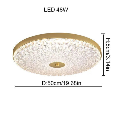 Postmodern Round Brass Copper Acrylic Shade Ceiling Lamp - Hans Lumiere