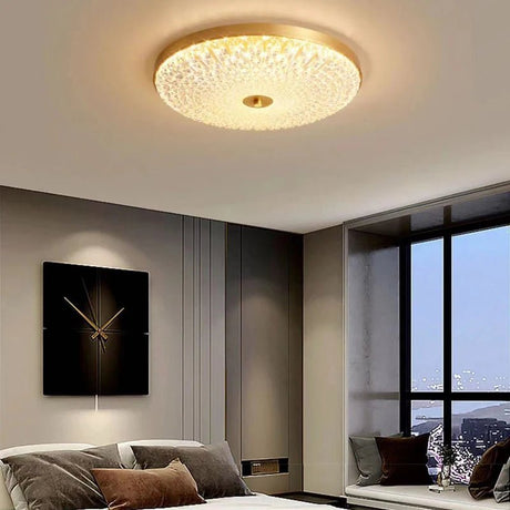 Postmodern Round Brass Copper Acrylic Shade Ceiling Lamp - Hans Lumiere