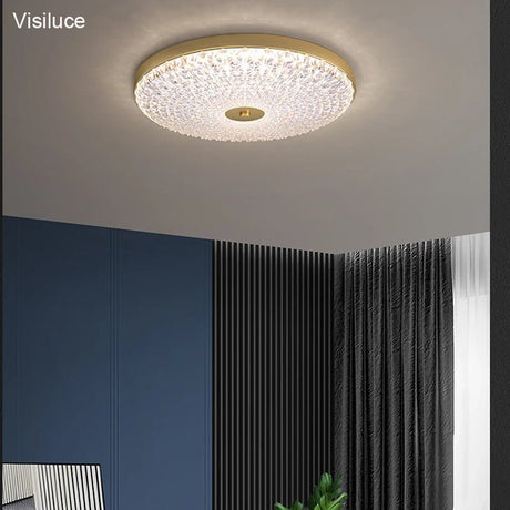 Postmodern Round Brass Copper Acrylic Shade Ceiling Lamp - Hans Lumiere