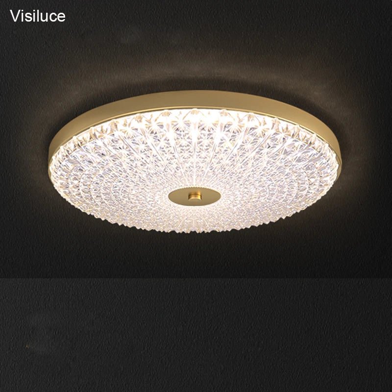 Postmodern Round Brass Copper Acrylic Shade Ceiling Lamp - Hans Lumiere