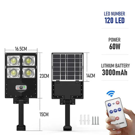 Powerful Solar Outdoor 504 LED Street Lamp With Motion Sensor - Hans Lumiere