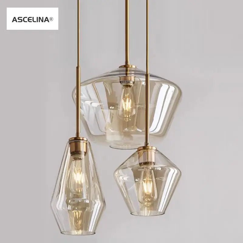 Premium Transparent Amber Glass Chandelier - Hans Lumiere