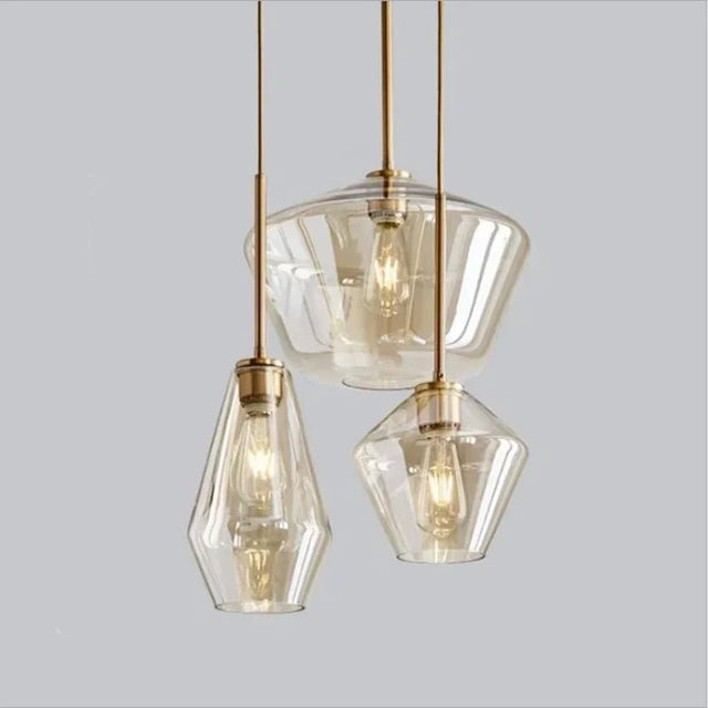Premium Transparent Amber Glass Chandelier - Hans Lumiere