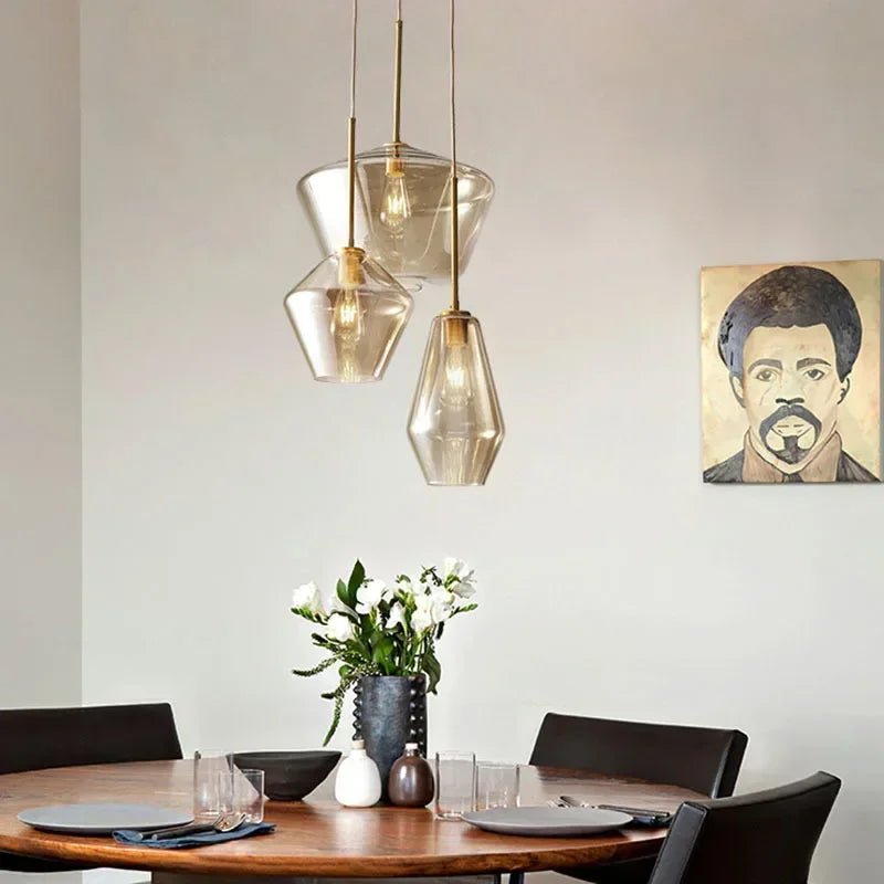 Premium Transparent Amber Glass Chandelier - Hans Lumiere