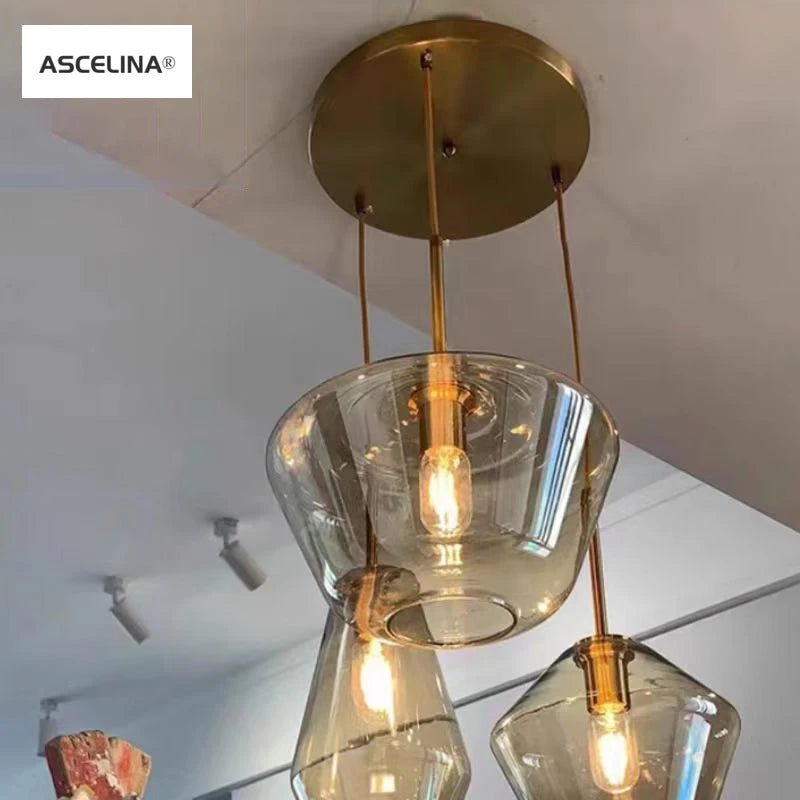 Premium Transparent Amber Glass Chandelier - Hans Lumiere