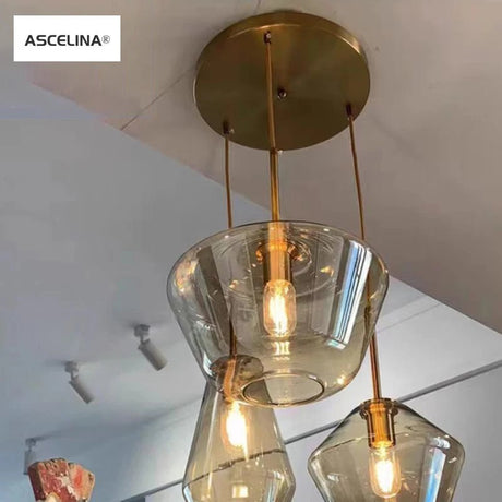 Premium Transparent Amber Glass Chandelier - Hans Lumiere