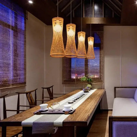 Rattan Woven Japanese Bamboo Hanging Light - Hans Lumiere