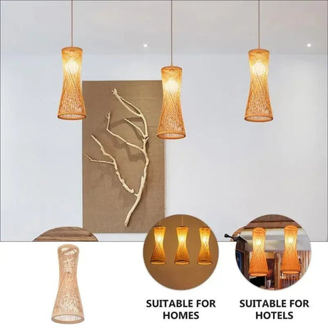 Rattan Woven Japanese Bamboo Hanging Light - Hans Lumiere