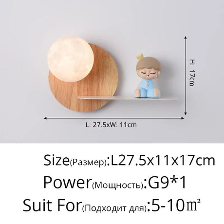 Real Wood Moon LED Wall Lamp - Hans Lumiere