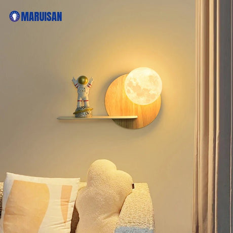 Real Wood Moon LED Wall Lamp - Hans Lumiere