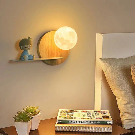 Real Wood Moon LED Wall Lamp - Hans Lumiere