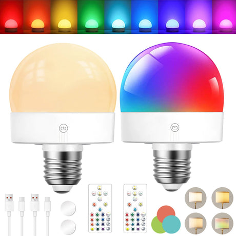 Rechargeable LED Light Bulb E27 with Remote, 2200mAh, 3 Color Temperatures, Dimmable & Timer - Hans Lumiere