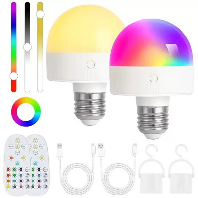 Rechargeable LED Light Bulb E27 with Remote, 2200mAh, 3 Color Temperatures, Dimmable & Timer - Hans Lumiere