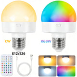 Rechargeable LED Light Bulbs with Remote, Dimmable, 3 Color Temperatures, E12 E26 - Hans Lumiere
