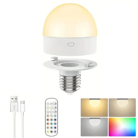 Rechargeable LED Light Bulbs with Remote, Dimmable, 3 Color Temperatures, E12 E26 - Hans Lumiere