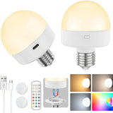 Rechargeable LED Light Bulbs with Remote, Dimmable, 3 Color Temperatures, E12 E26 - Hans Lumiere