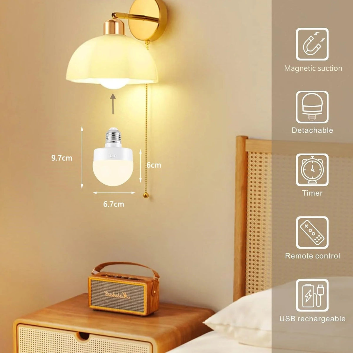 Rechargeable LED Light Bulbs with Remote, Dimmable, 3 Color Temperatures, E12 E26 - Hans Lumiere
