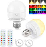 Rechargeable LED Light Bulbs with Remote, Dimmable, 3 Color Temperatures, E12 E26 - Hans Lumiere