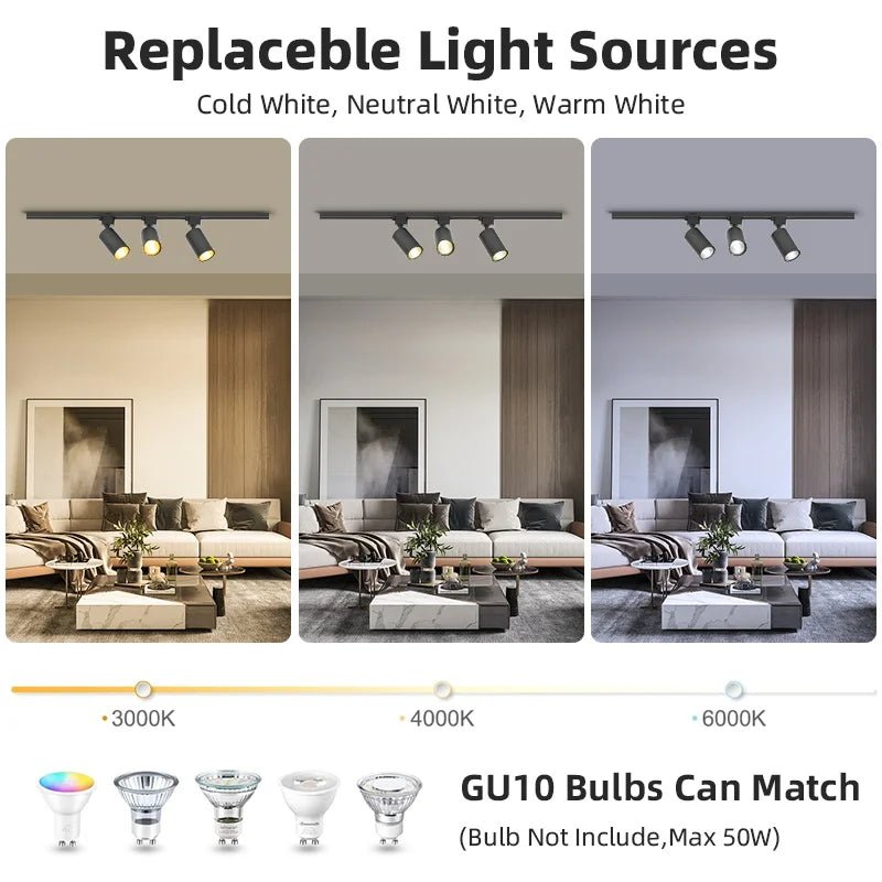 Replaceable GU10 Bulb LED Track Light - Hans Lumiere