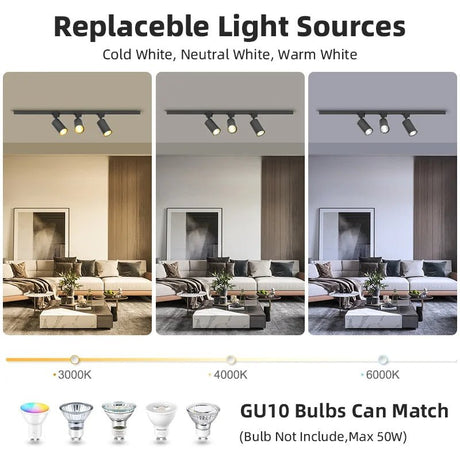 Replaceable GU10 Bulb LED Track Light - Hans Lumiere