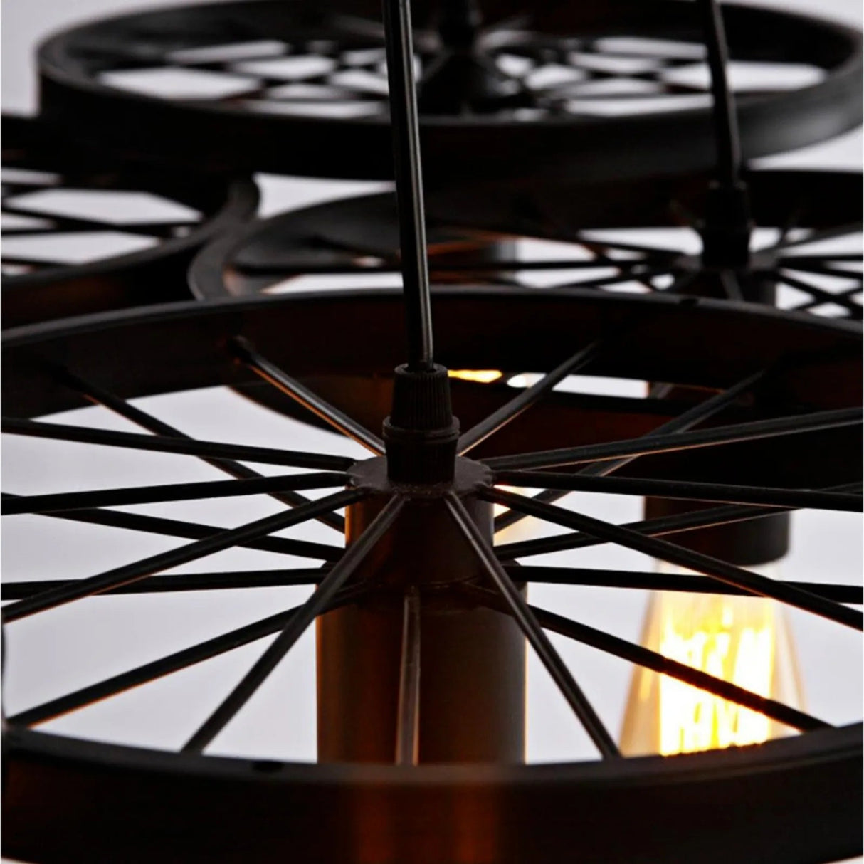 Retro 6 - Lights Metal Chandelier Wogan Wheel Pendant Lamp - Hans Lumiere