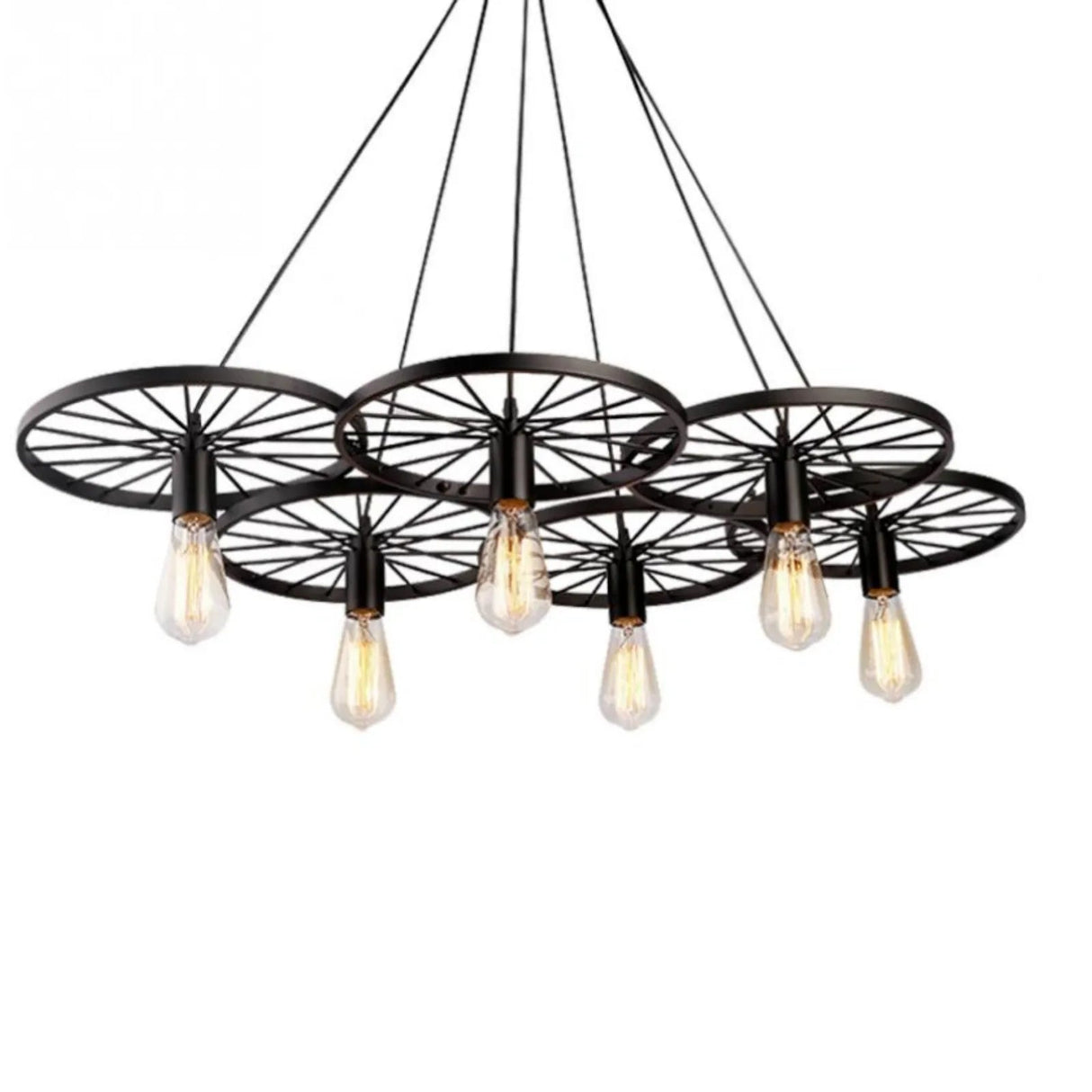 Retro 6 - Lights Metal Chandelier Wogan Wheel Pendant Lamp - Hans Lumiere
