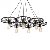 Retro 6 - Lights Metal Chandelier Wogan Wheel Pendant Lamp - Hans Lumiere