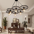 Retro 6 - Lights Metal Chandelier Wogan Wheel Pendant Lamp - Hans Lumiere