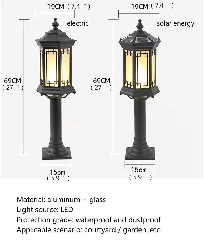 Retro Black Solar Lawn Lamp - Hans Lumiere