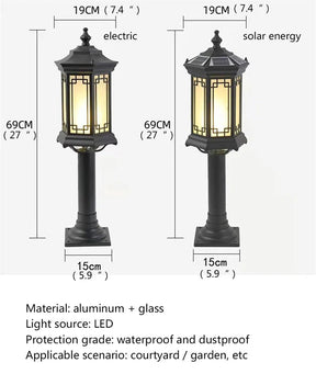 Retro Black Solar Lawn Lamp - Hans Lumiere