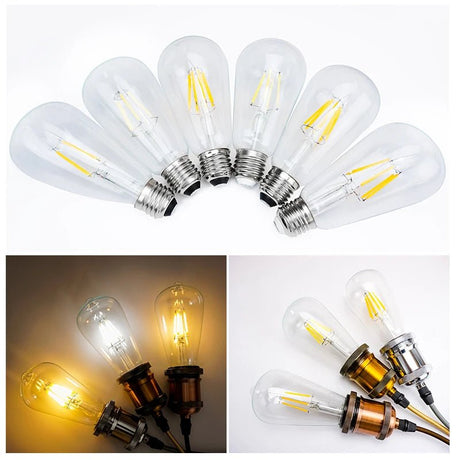 Retro Edison LED Filament Bulbs E14 E27 2W to 8W, C35 G45 A60 ST64 G80 G95 G125 - Hans Lumiere
