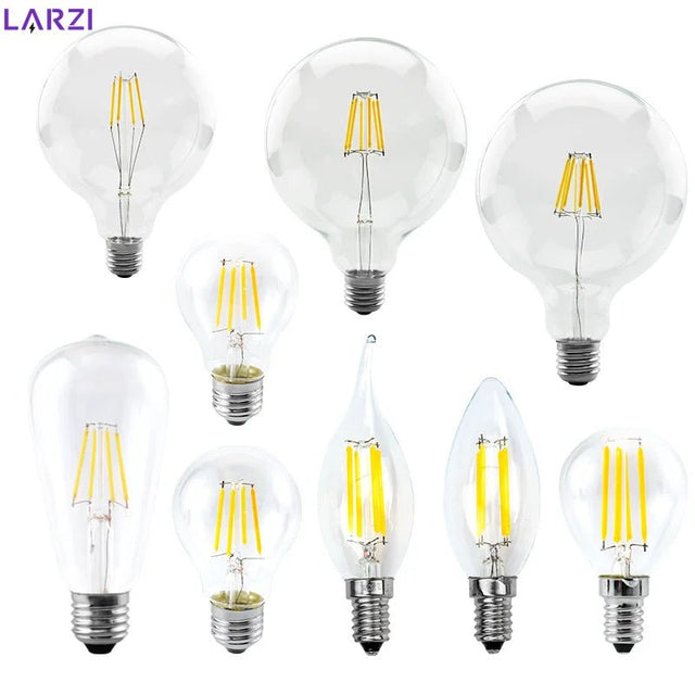 Retro Edison LED Filament Bulbs E14 E27 2W to 8W, C35 G45 A60 ST64 G80 G95 G125 - Hans Lumiere