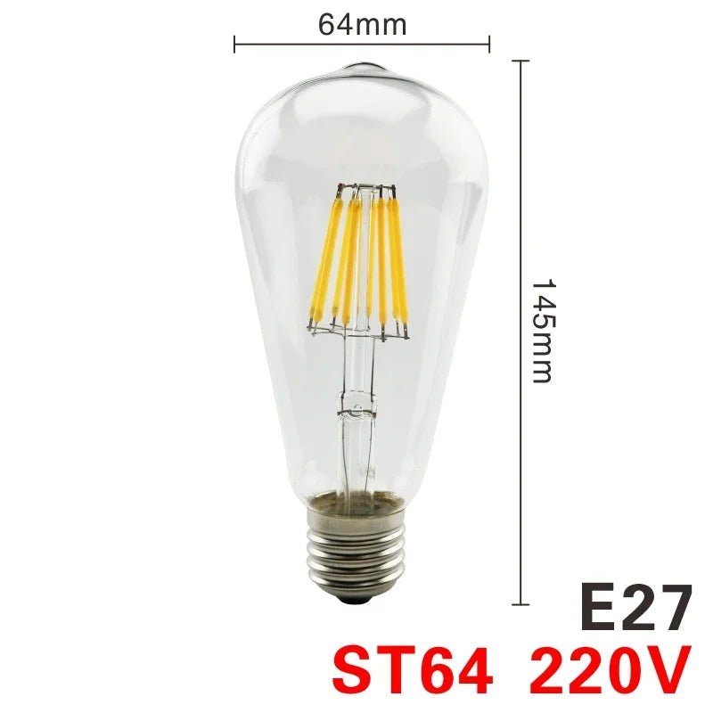 Retro Edison LED Filament Bulbs E14 E27 2W to 8W, C35 G45 A60 ST64 G80 G95 G125 - Hans Lumiere