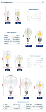 Retro Edison LED Filament Bulbs E14 E27 2W to 8W, C35 G45 A60 ST64 G80 G95 G125 - Hans Lumiere