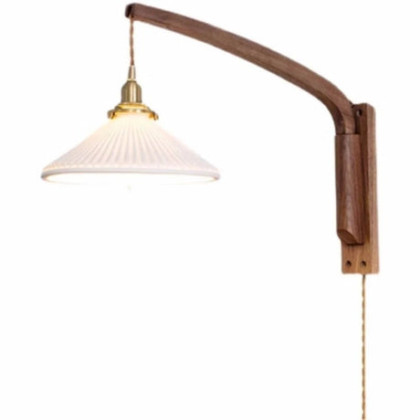 Retro Japanese Walnut Ceramic Foldable Wall Light - Hans Lumiere