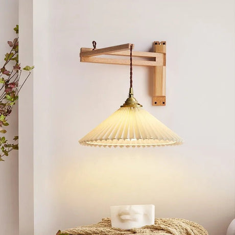 Retro Japanese Walnut Ceramic Foldable Wall Light - Hans Lumiere