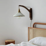 Retro Japanese Walnut Ceramic Foldable Wall Light - Hans Lumiere